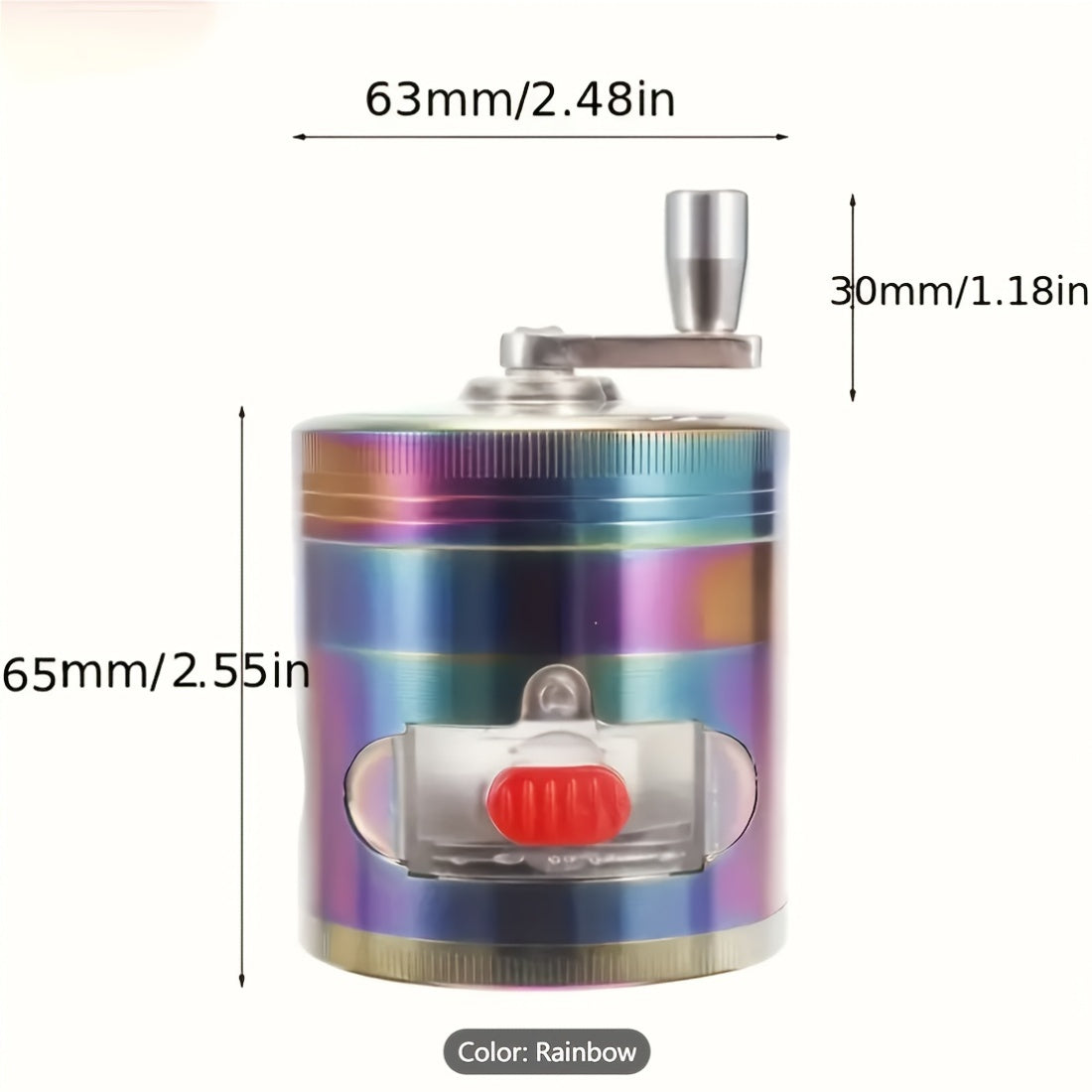 1pc 63mm/2.5Inch-4 Layer Hand Cranked Colorful Spice Tobacco Grinder New Thickened Weighted Zinc Alloy Grinder. Halloween, Thanksgiving, Christmas, Valentine'S Day Gift, Friend Gift, Family Gift.