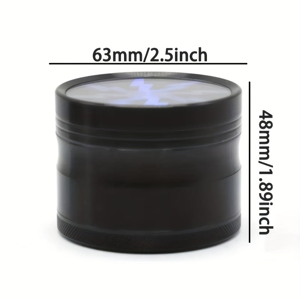 1pc, 63mm Four-layer Aluminum Alloy Smoking Grinder, Tobacco Grinder, Cigarette Appliance Spice Crusher, Smoking Accessories