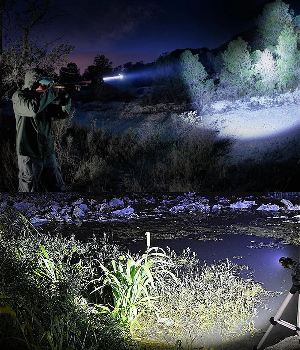 High Power Led Flashlights Camping Torch 5 Lighting Modes Aluminum Alloy Zoomable Light Waterproof Material Use 3 AAA Batteries