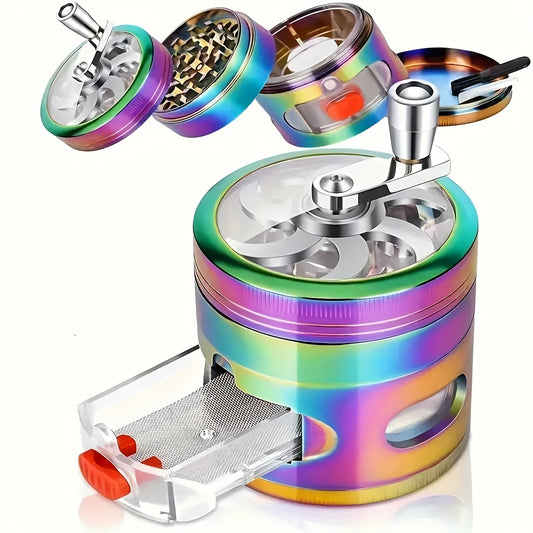 1pc 63mm/2.5Inch-4 Layer Hand Cranked Colorful Spice Tobacco Grinder New Thickened Weighted Zinc Alloy Grinder. Halloween, Thanksgiving, Christmas, Valentine'S Day Gift, Friend Gift, Family Gift.