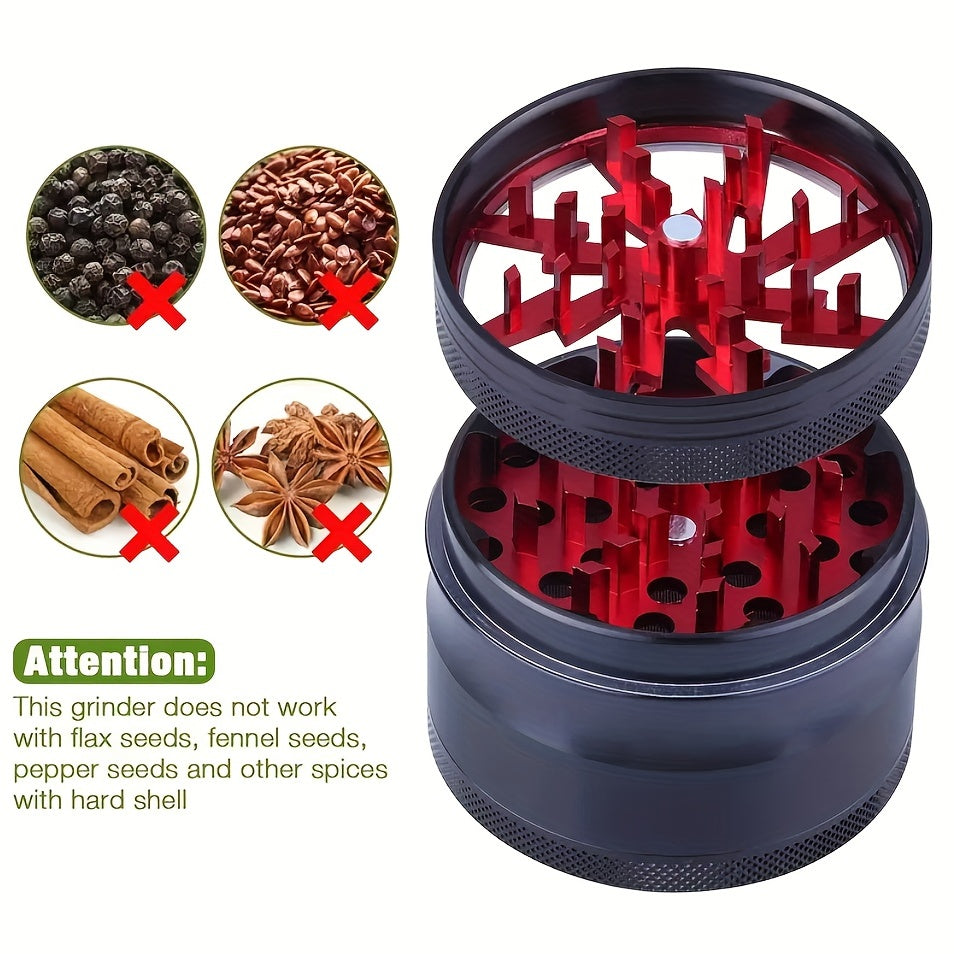 1pc, 63mm Four-layer Aluminum Alloy Smoking Grinder, Tobacco Grinder, Cigarette Appliance Spice Crusher, Smoking Accessories